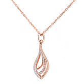 Micro Set Diamond Swirl Pendant in 9ct Rose Gold